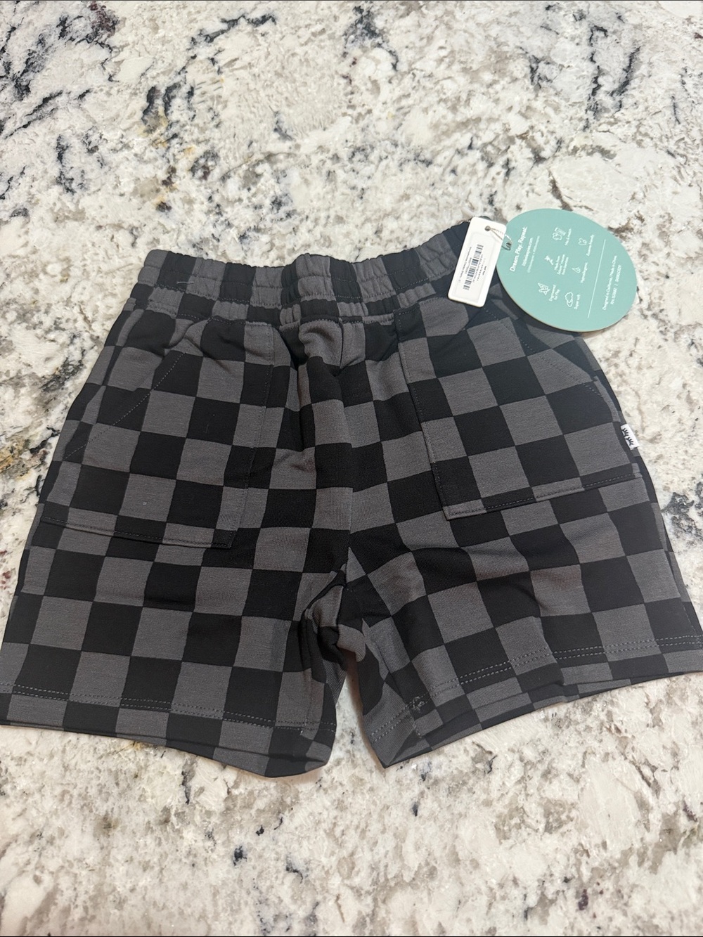 Little Sleepies Black & Gray Checkered Kids Shorts